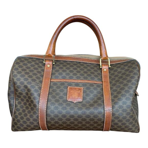 Celine Macadam Boston Bag Vintage Brown 2 Handle Classic Monogram Purse Handbag - Picture 3 of 16